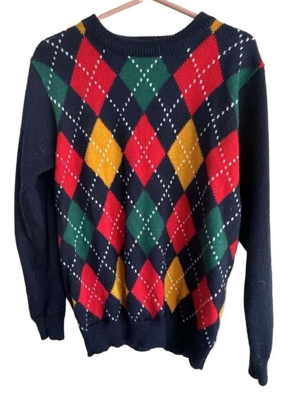 Vintage 1990s Alfred Dunner Argyle Knitted Collared Sweater / 90s Sweater
